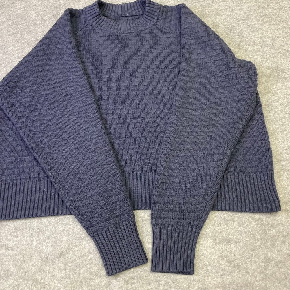 Lululemon Textured Knit Cashmere Blend Sweater M/L Navy Blue Raglan Pullover - Picture 9 of 16